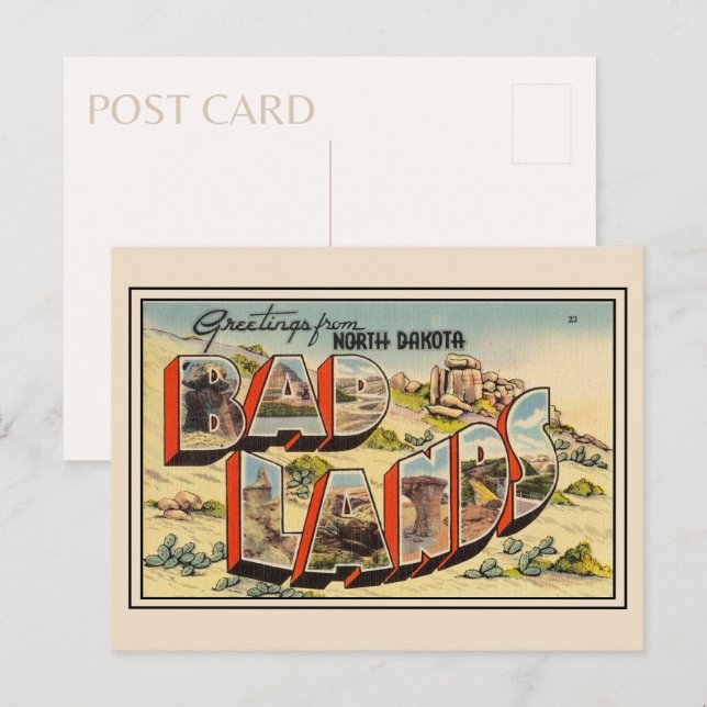 Postal Saludos desde el Parque Nacional Badlands Dakota d (Anverso / Reverso)