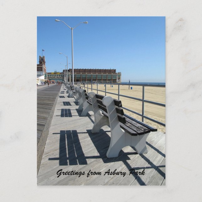 Postal Saludos desde el paseo marítimo de Asbury Park (Anverso)