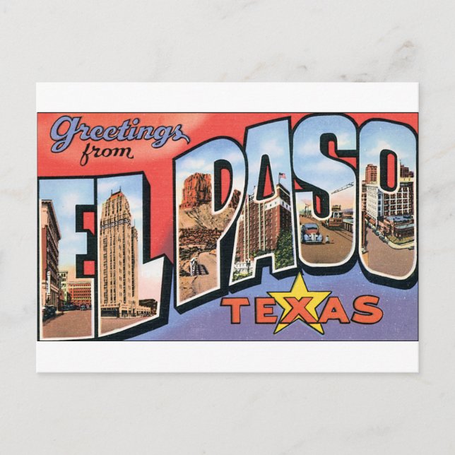Postal ¡Saludos desde El Paso, Texas! (Anverso)