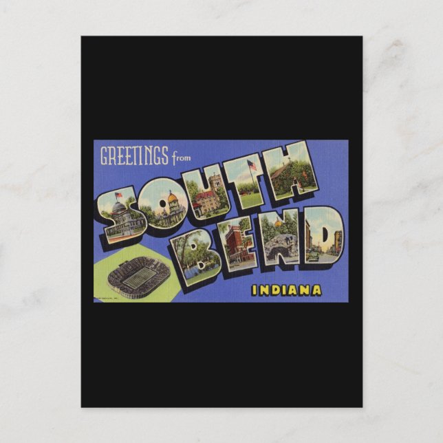 Postal Saludos desde el sur de Bend Indiana (Anverso)