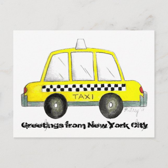 Postal Saludos desde el taxi amarillo NYC de Nueva York (Anverso)
