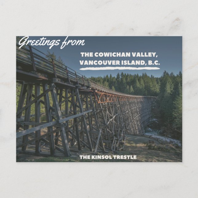 Postal Saludos Desde El Valle De Cowichan, Kinsol Trestle (Anverso)