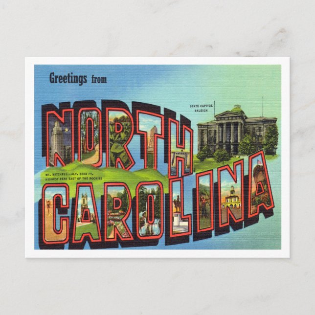 Postal Saludos desde el Viaje de Carolina del Norte (Anverso)