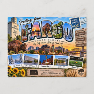 Postal Saludos desde Fargo Dakota del Norte