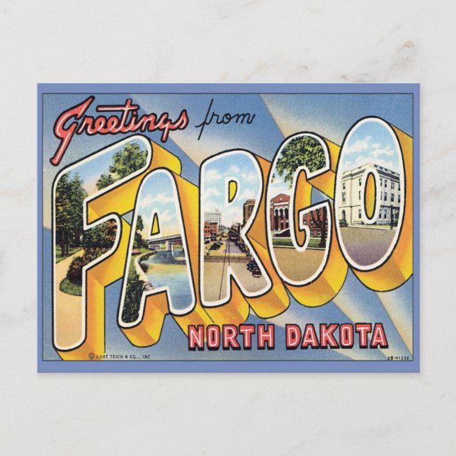 Postal Saludos Desde Fargo Dakota Del Norte (Anverso)