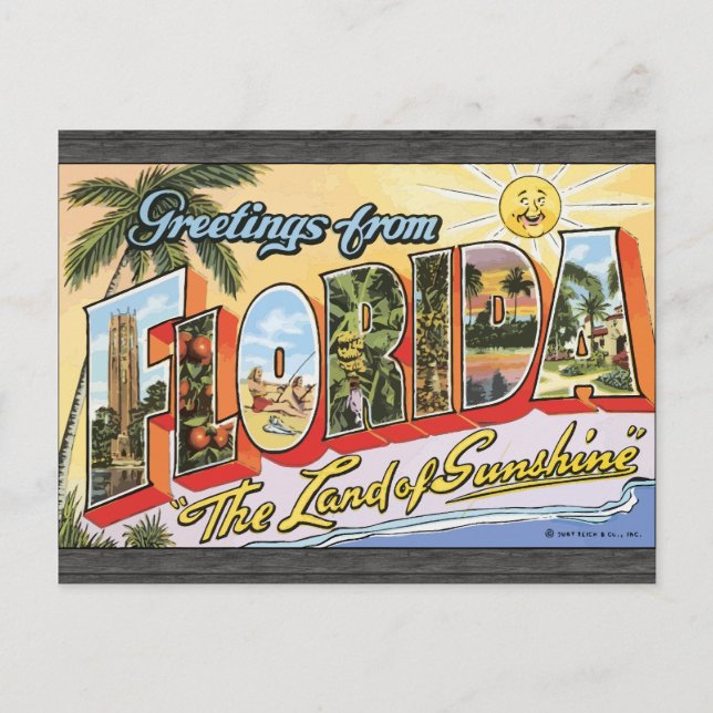 Postal Saludos desde Florida "La Tierra Del Sol", Vin (Anverso)