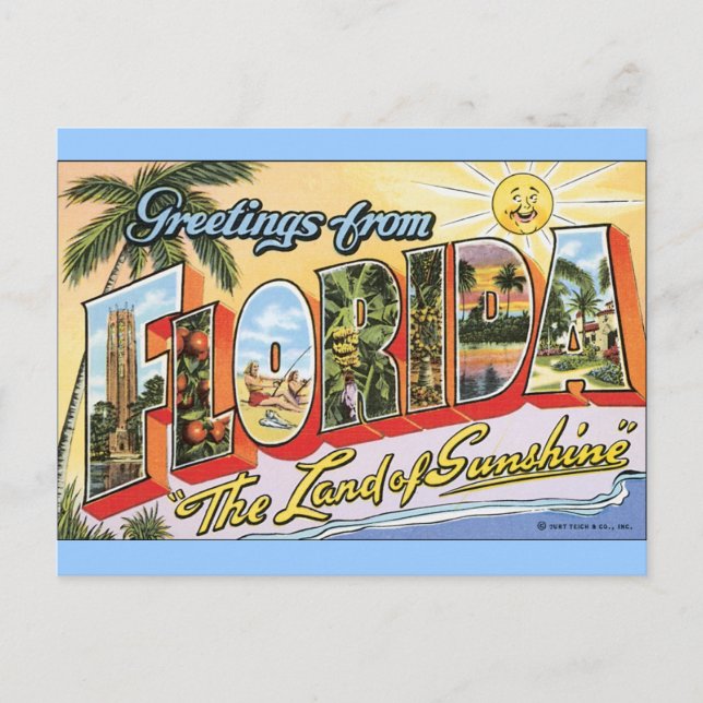 Postal Saludos desde Florida - Viajes de época (Anverso)