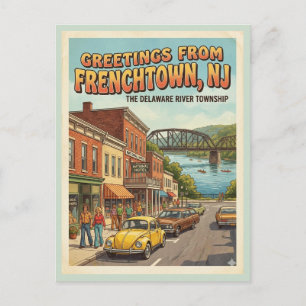 Postal Saludos desde Frenchtown NJ Retro