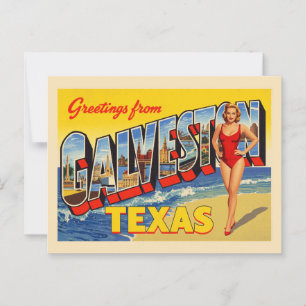 Postal Saludos desde Galveston Texas Vintage