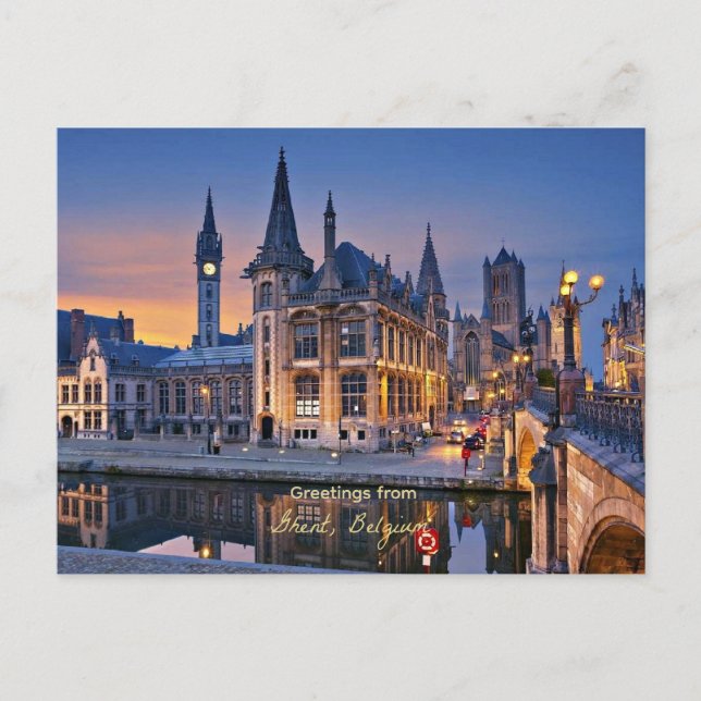 Postal Saludos desde Gante, Bélgica, (Anverso)