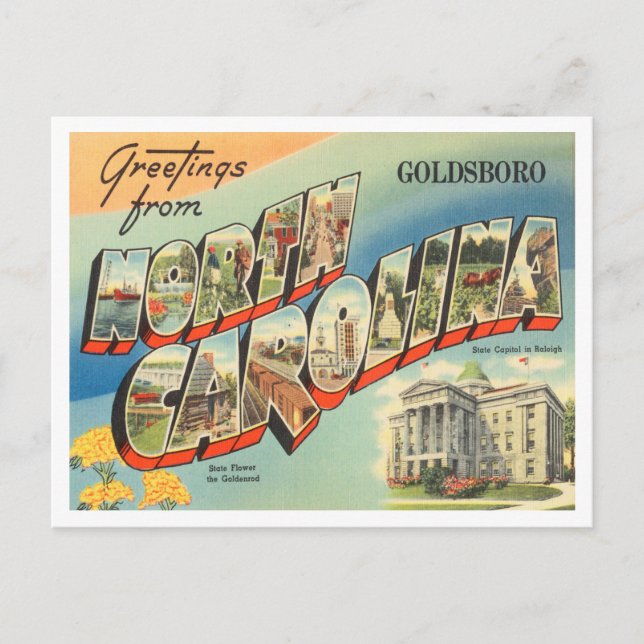 Postal Saludos desde Goldsboro, Carolina del Norte Viaje (Anverso)