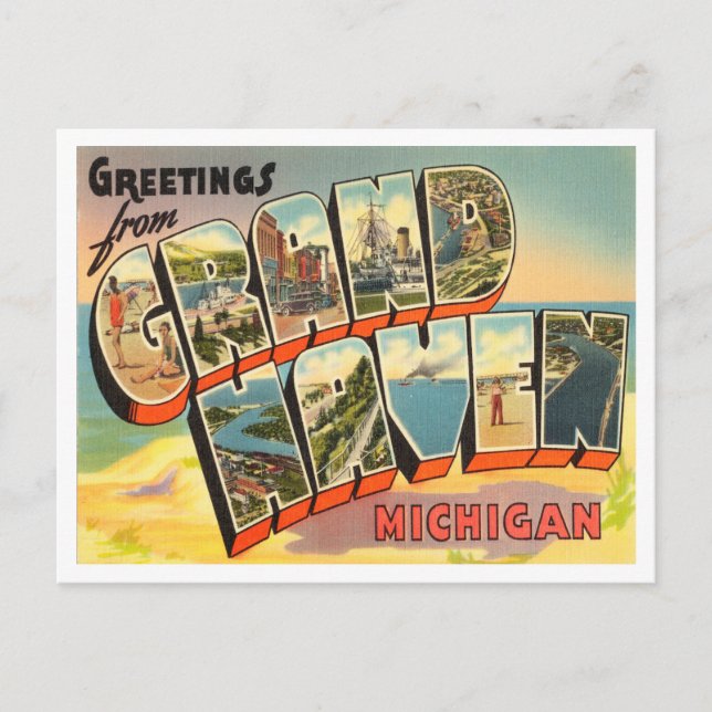 Postal Saludos desde Grand Haven, Michigan Travel (Anverso)