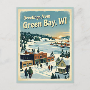 Postal Saludos desde Green Bay WI Retro Vintage