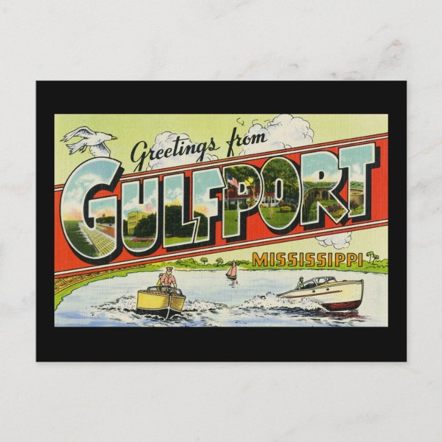 Postal Saludos desde Gulfport Mississippi (Anverso)