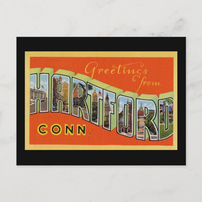 Postal Saludos desde Hartford Connecticut (Anverso)