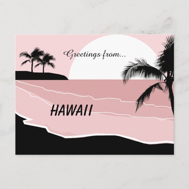 Postal Saludos desde Hawaii Brilliant Pink  (Anverso)