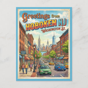 Postal Saludos desde Hoboken NJ Washington Street
