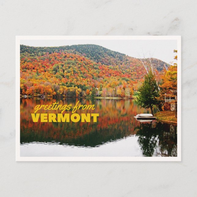 Postal Saludos desde Hojas de Otoño de Vermont Retro (Anverso)