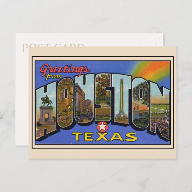 Postal Saludos desde Houston, Texas 1936 Carta grande (Anverso / Reverso)