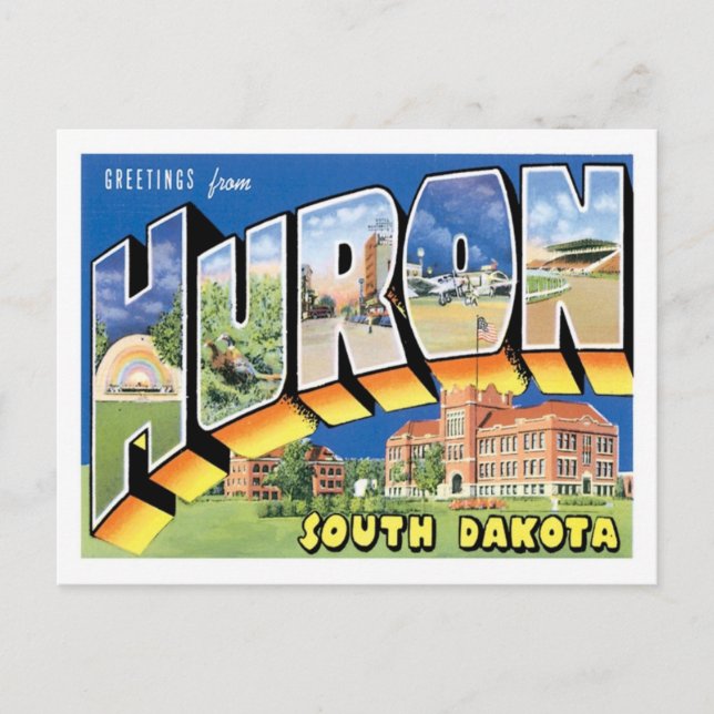 Postal Saludos desde Huron South Dakota US City (Anverso)