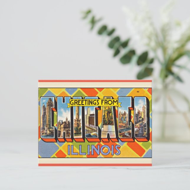 Postal Saludos desde Illinois (Anverso de pie)