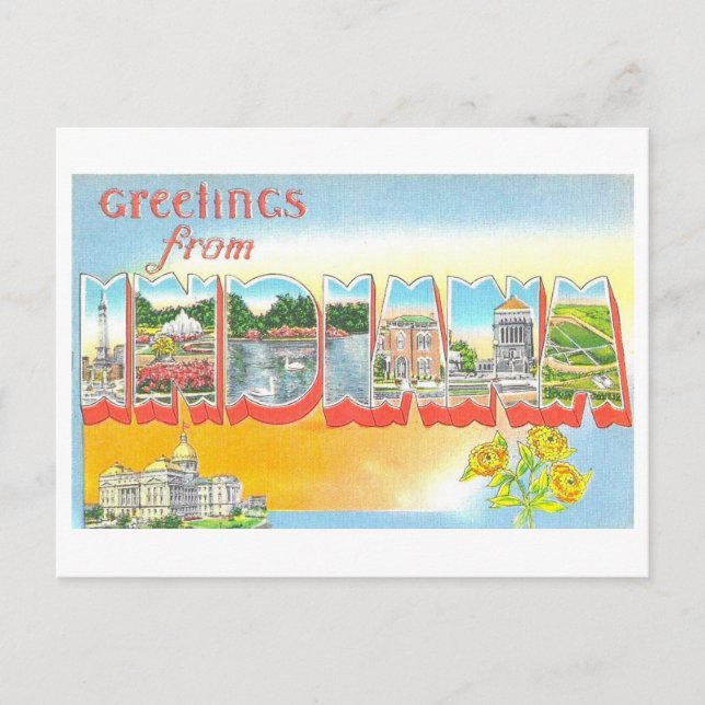 Postal Saludos desde Indiana Vintage (Anverso)