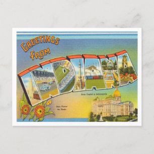 Postal Saludos desde Indiana Vintage Travel