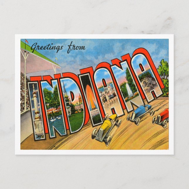 Postal Saludos desde Indiana Vintage Travel (Anverso)