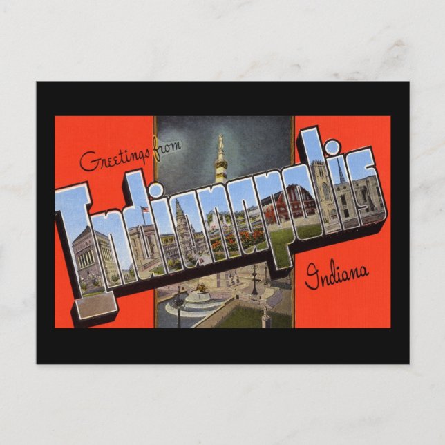 Postal Saludos desde Indianapolis Indiana (Anverso)