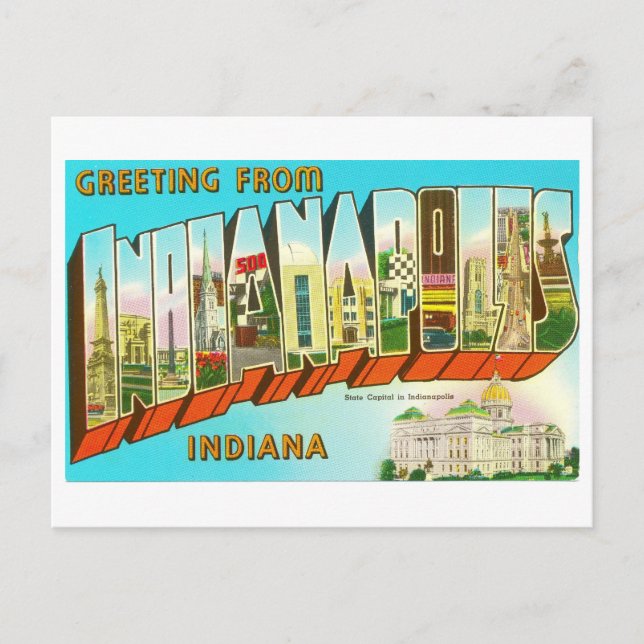 Postal Saludos desde Indianapolis Letra Grande (Anverso)