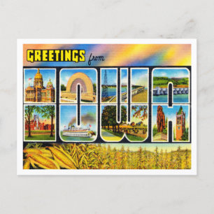 Postal Saludos desde Iowa Vintage Travel