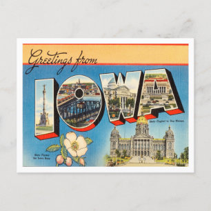 Postal Saludos desde Iowa Vintage Travel