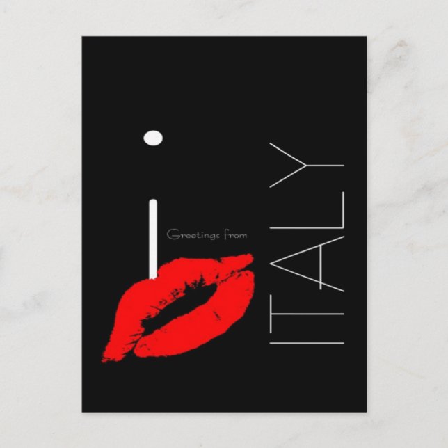 Postal Saludos desde Italia: Beso de amor de pintalabios  (Anverso)