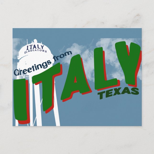 Postal Saludos desde Italia (Texas) (Anverso)