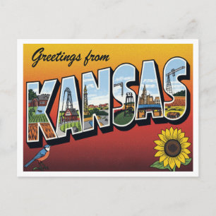 Postal Saludos desde Kansas Sunflower