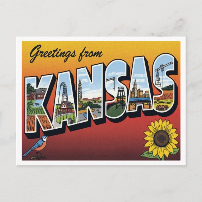 Postal Saludos desde Kansas Sunflower (Anverso)