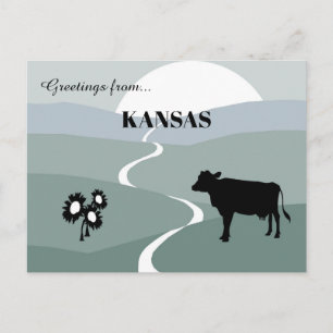 Postal Saludos desde Kansas Tranquilos tonos verdes
