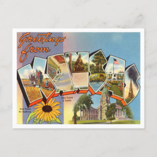 Postal Saludos desde Kansas Vintage Travel