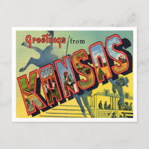 Postal Saludos desde Kansas Vintage Travel