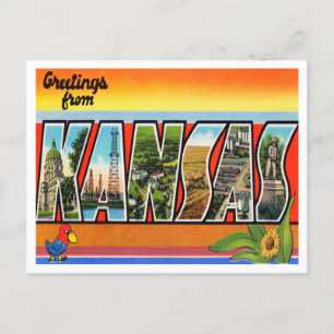 Postal Saludos desde Kansas Vintage Travel