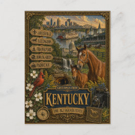 Postal Saludos desde Kentucky | Arte Retro Vintage