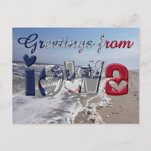 Postal Saludos desde la bandera de Iowa, Estados Unidos (Anverso)