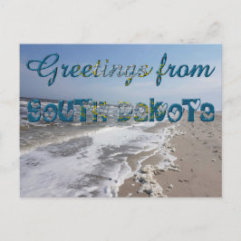 Postal Saludos desde la bandera del estado de Dakota del