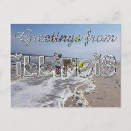 Postal Saludos desde la bandera del estado de Illinois en