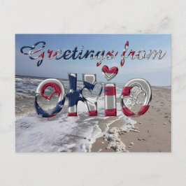 Postal Saludos desde la bandera del estado de Ohio corazó