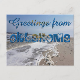Postal Saludos desde la bandera del estado de Oklahoma co