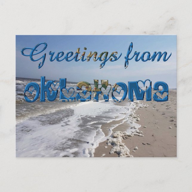 Postal Saludos desde la bandera del estado de Oklahoma co (Anverso)