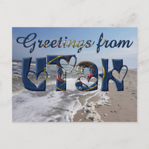Postal Saludos desde la bandera del estado de Utah en los