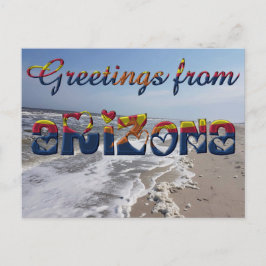Postal Saludos desde la bandera estatal de Arizona, coraz
