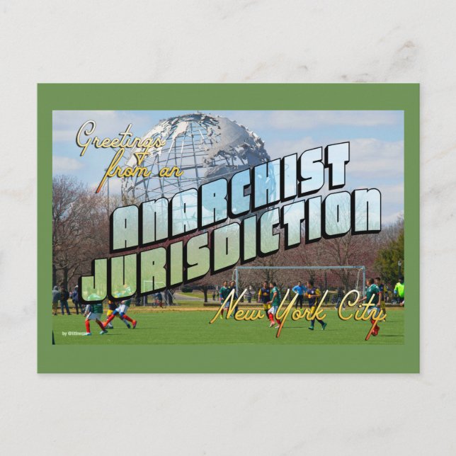 Postal ¡Saludos desde la ciudad anarquista de Nueva York! (Anverso)